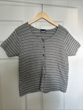 ‘Stagelight’ Brown, Green & White Short-Sleeve Button Up
